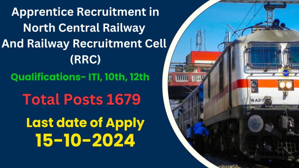 1679 Apprentice Recruitment in  North Central Railway And Railway Recruitment Cell (RRC)2024 – Apply Online